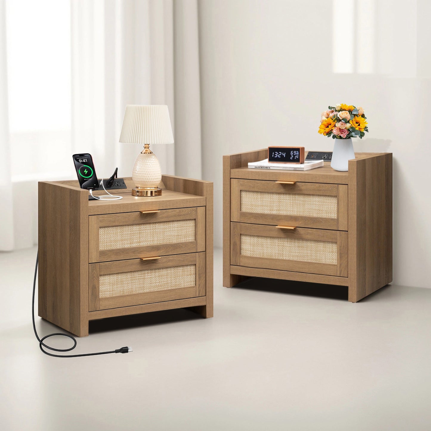 Savanna Nightstand with Charger