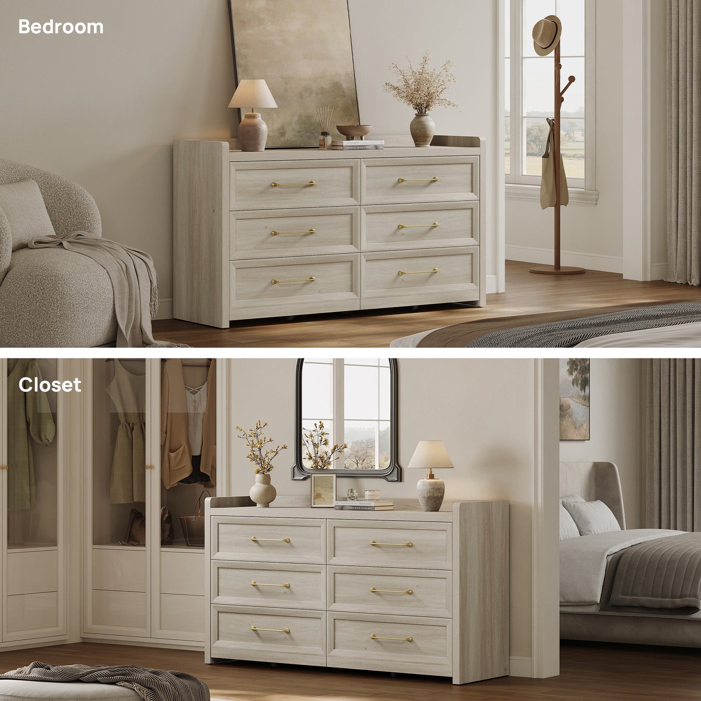 Helio White 6 Drawers Dresser