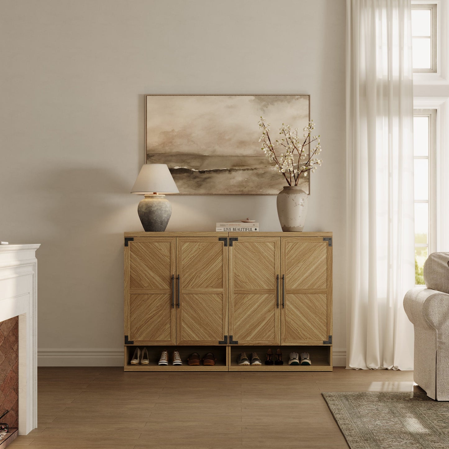 Willow Shoe Cabinet with 2 Doors for Entryway