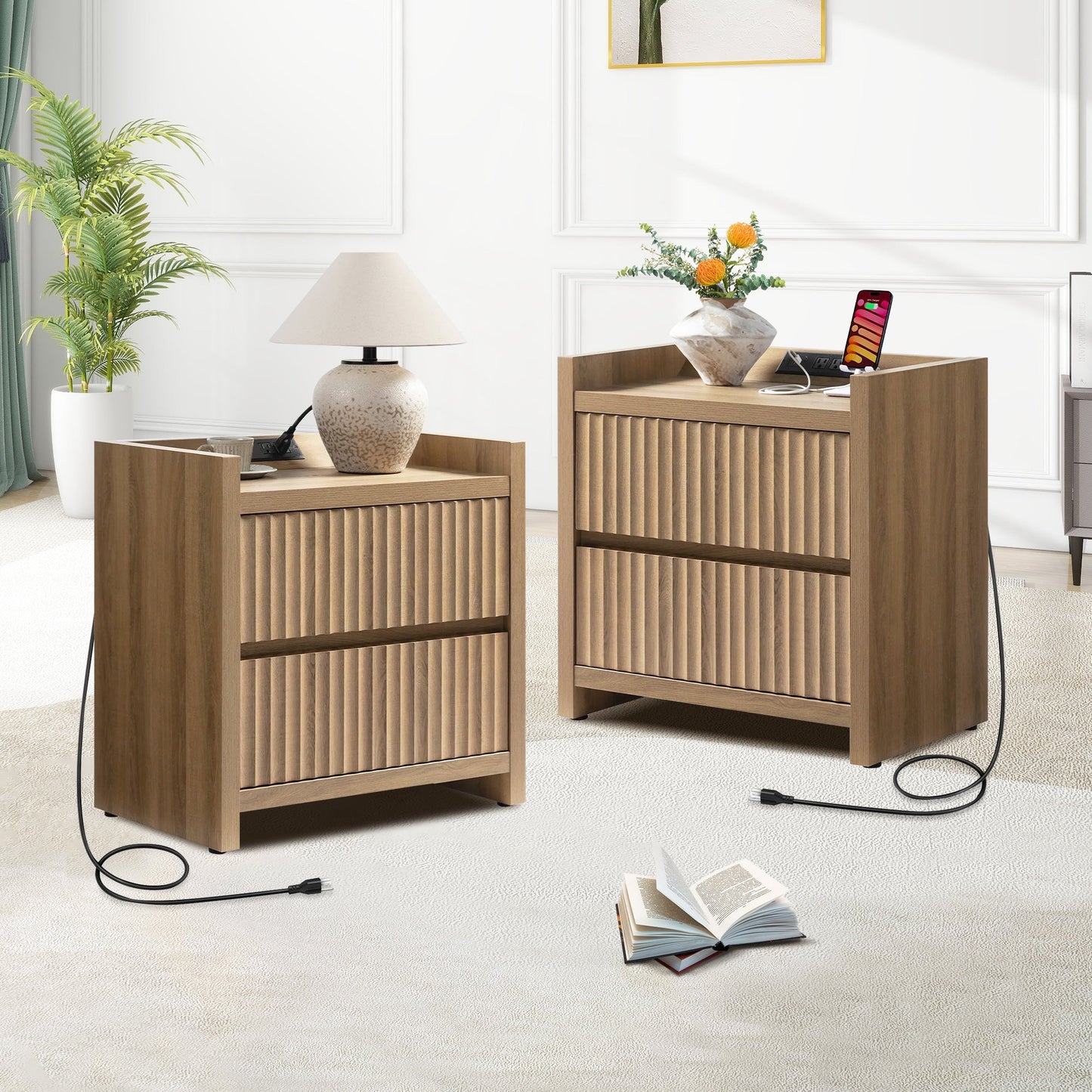 Prelude Night Table with Drawers and Charger