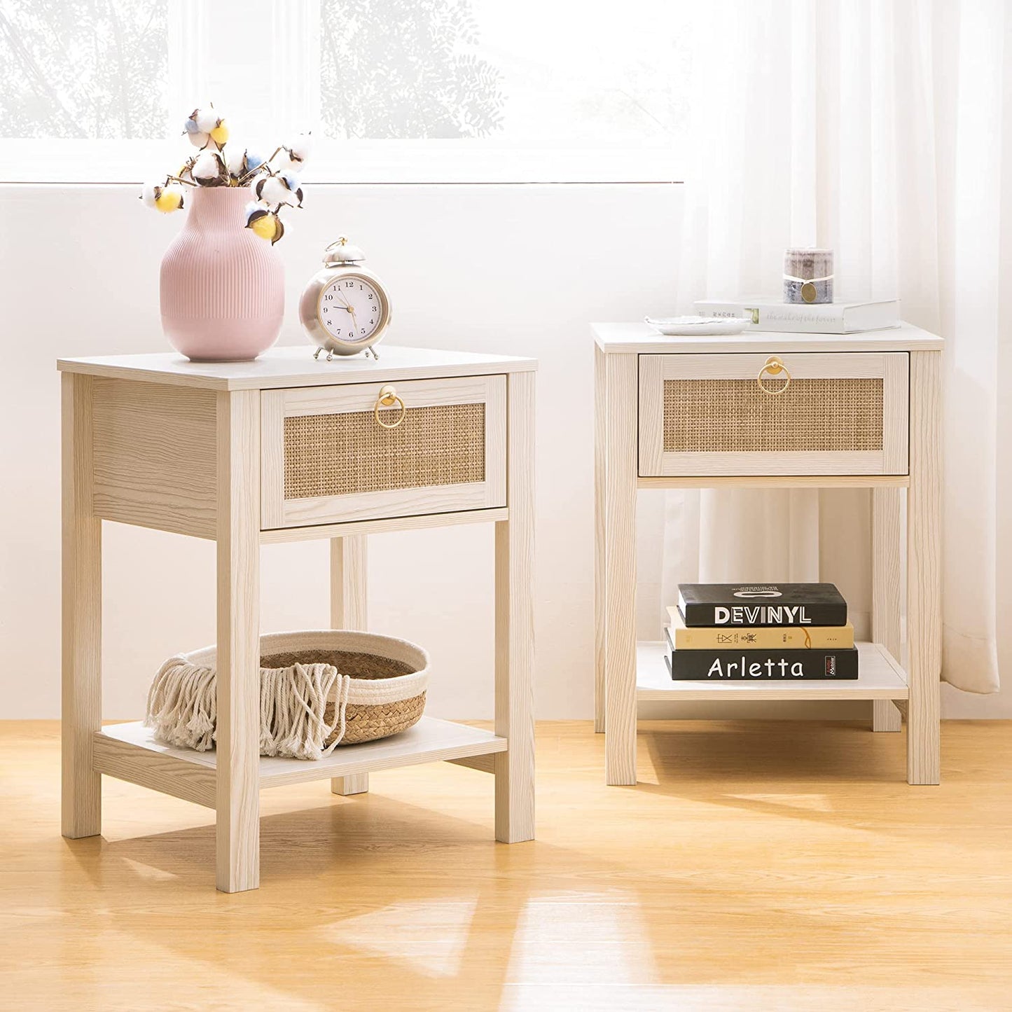 Terra Black Rattan Nightstand