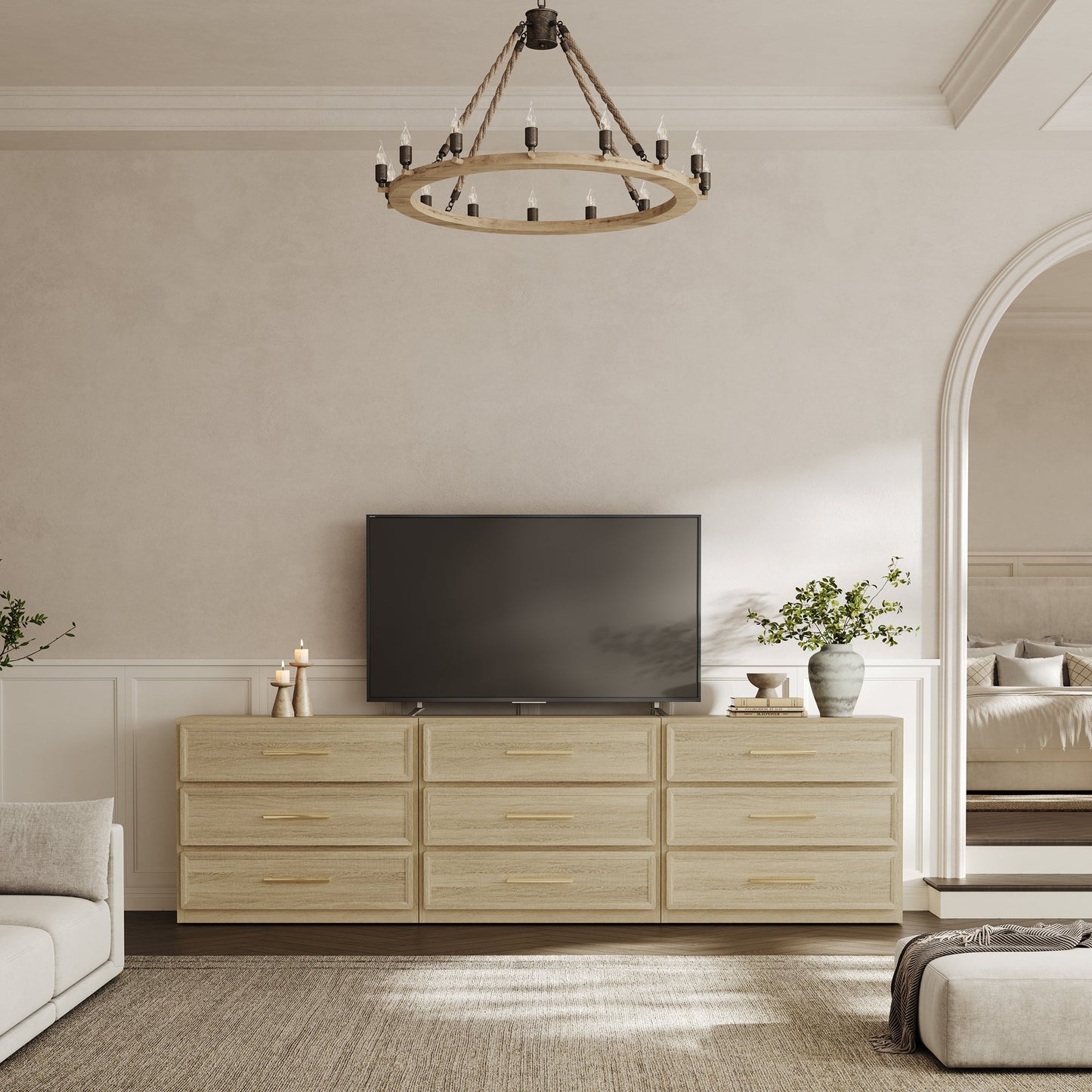 Crescent Nightstand, 3 Drawers