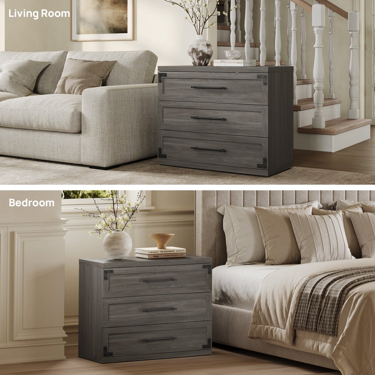 Willow 3-Drawers Nightstands Set