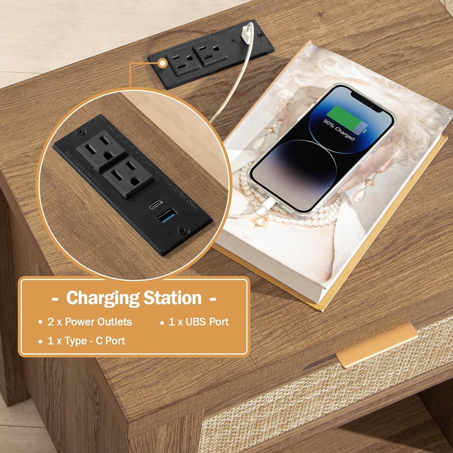 Savanna Cabinet Bedroom Set with Charging Station