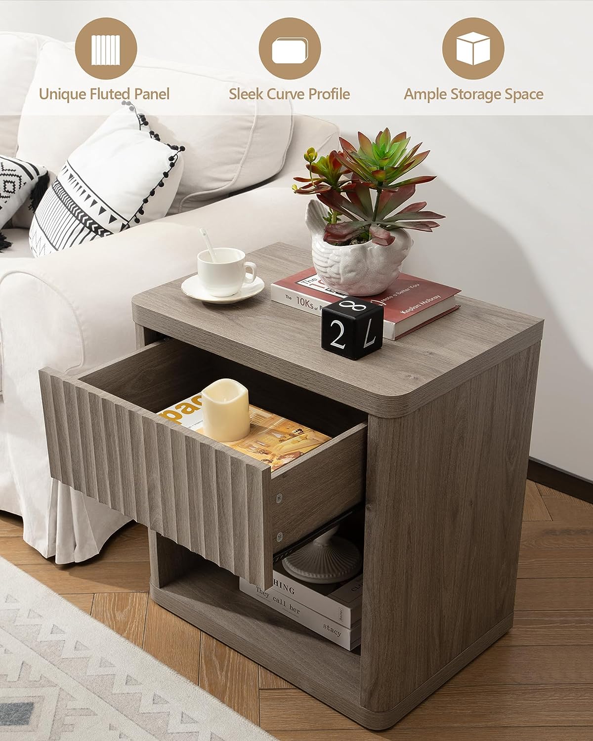 Stria 6-Drawer Dresser and Cas Nightstand Set
