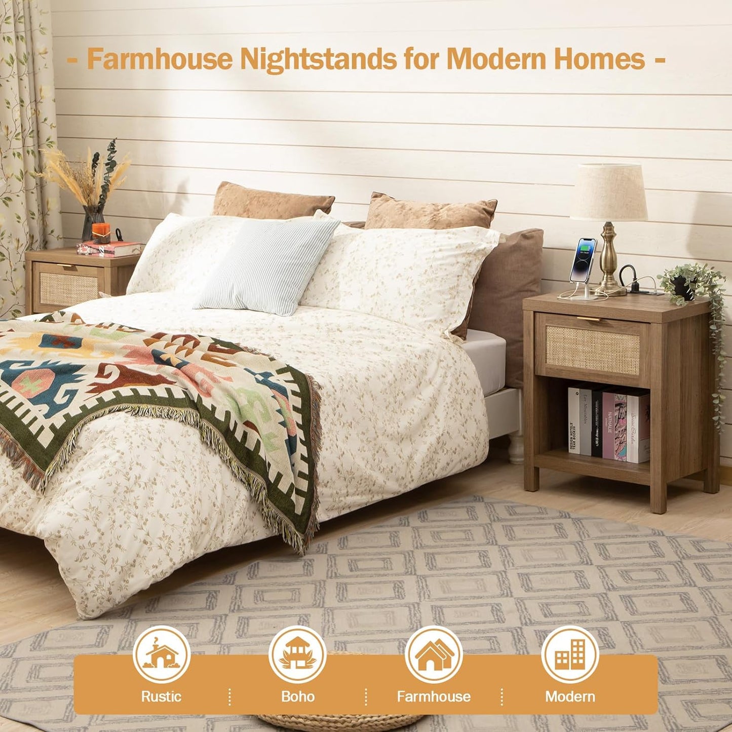 Savanna Cabinet Bedroom Set with Charging Station