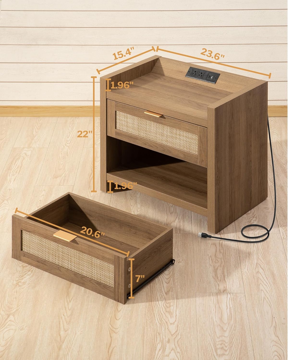 Savanna Nightstand with Charger and Dresser Set