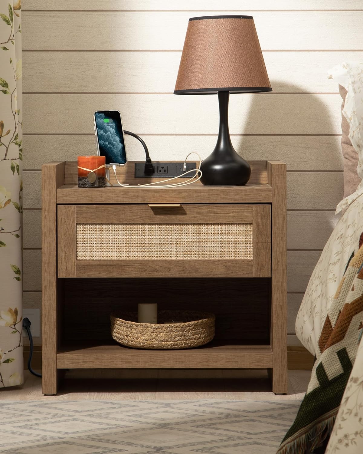 Savanna Nightstand with Charger and Dresser Set