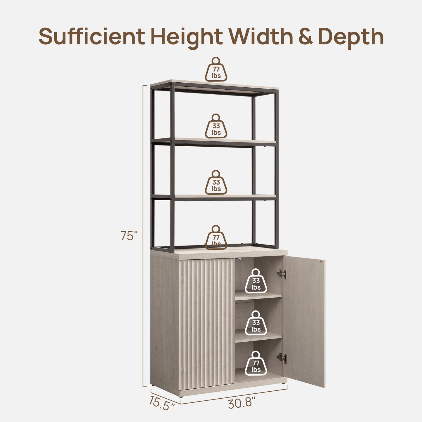 Stria Bookshelf with Storage