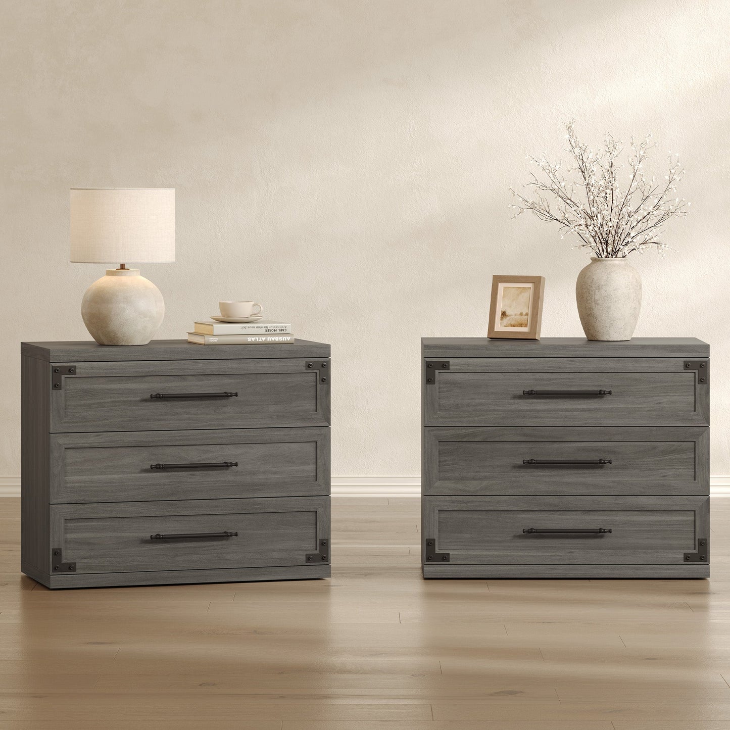 Willow 3-Drawers Nightstands Set