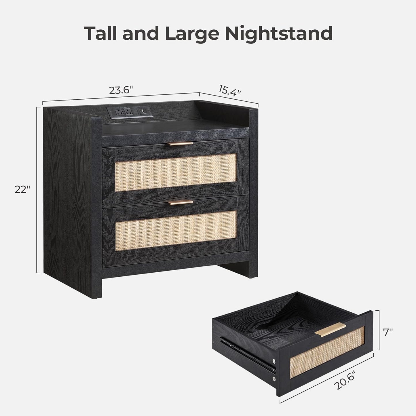 Savanna Black Nightstand with Drawer