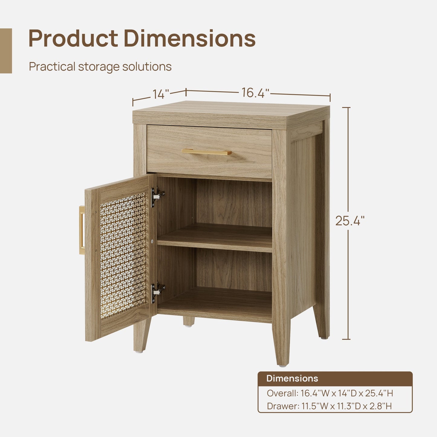 Andy Vintage Nightstand with 1 Door and 1 Drawer