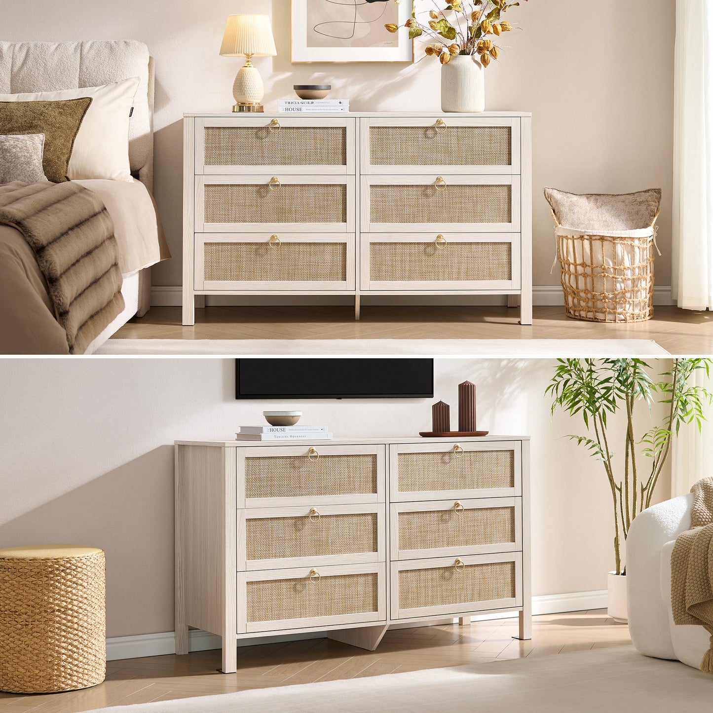 Terra White 6-Drawer Dresser