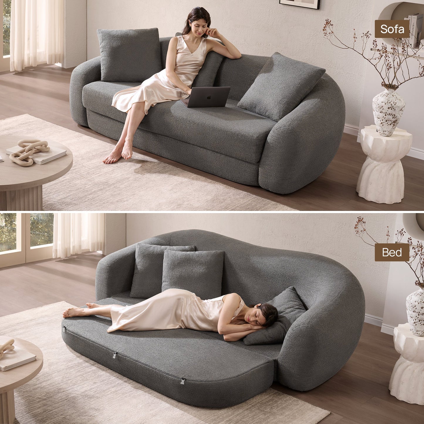 Nimbus 3 Seater Sofa Couch, Dark Grey