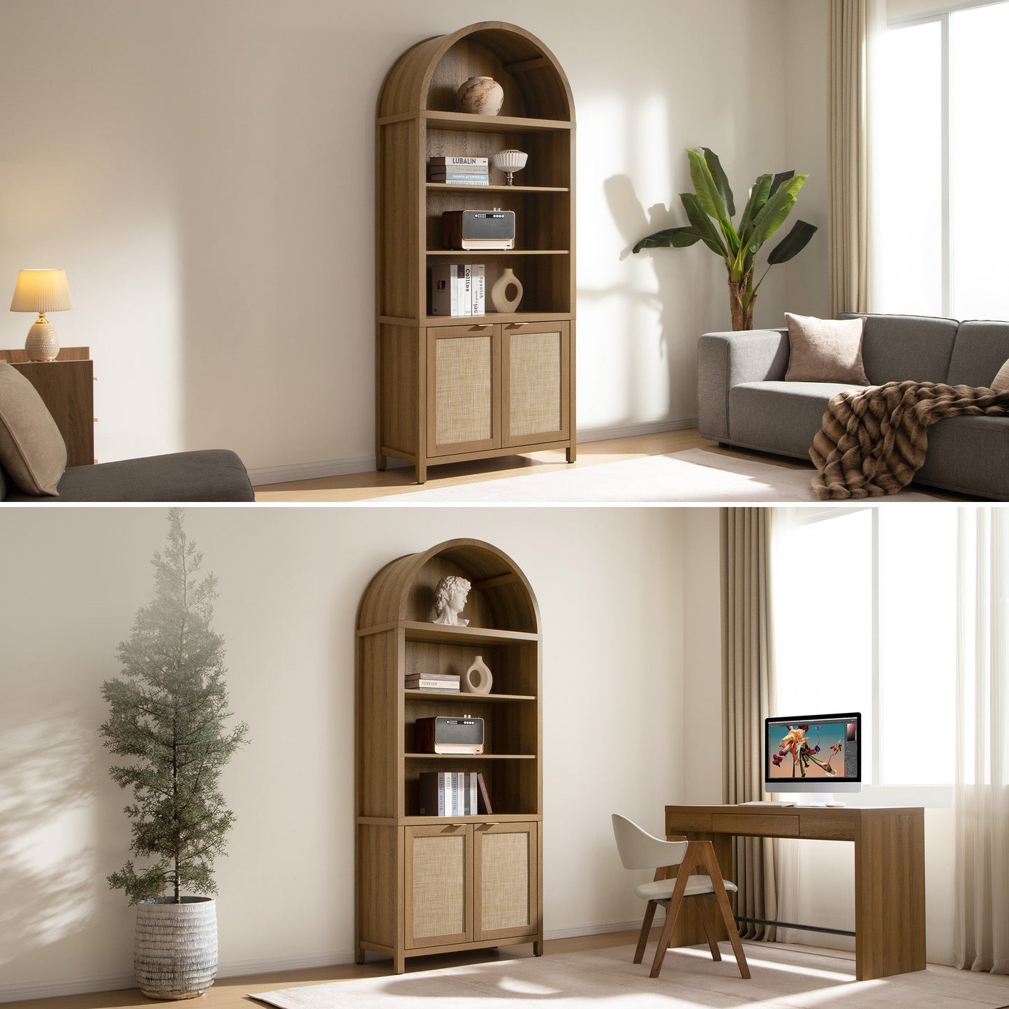 Savanna Arched Bookcase, 84.2Inch Height