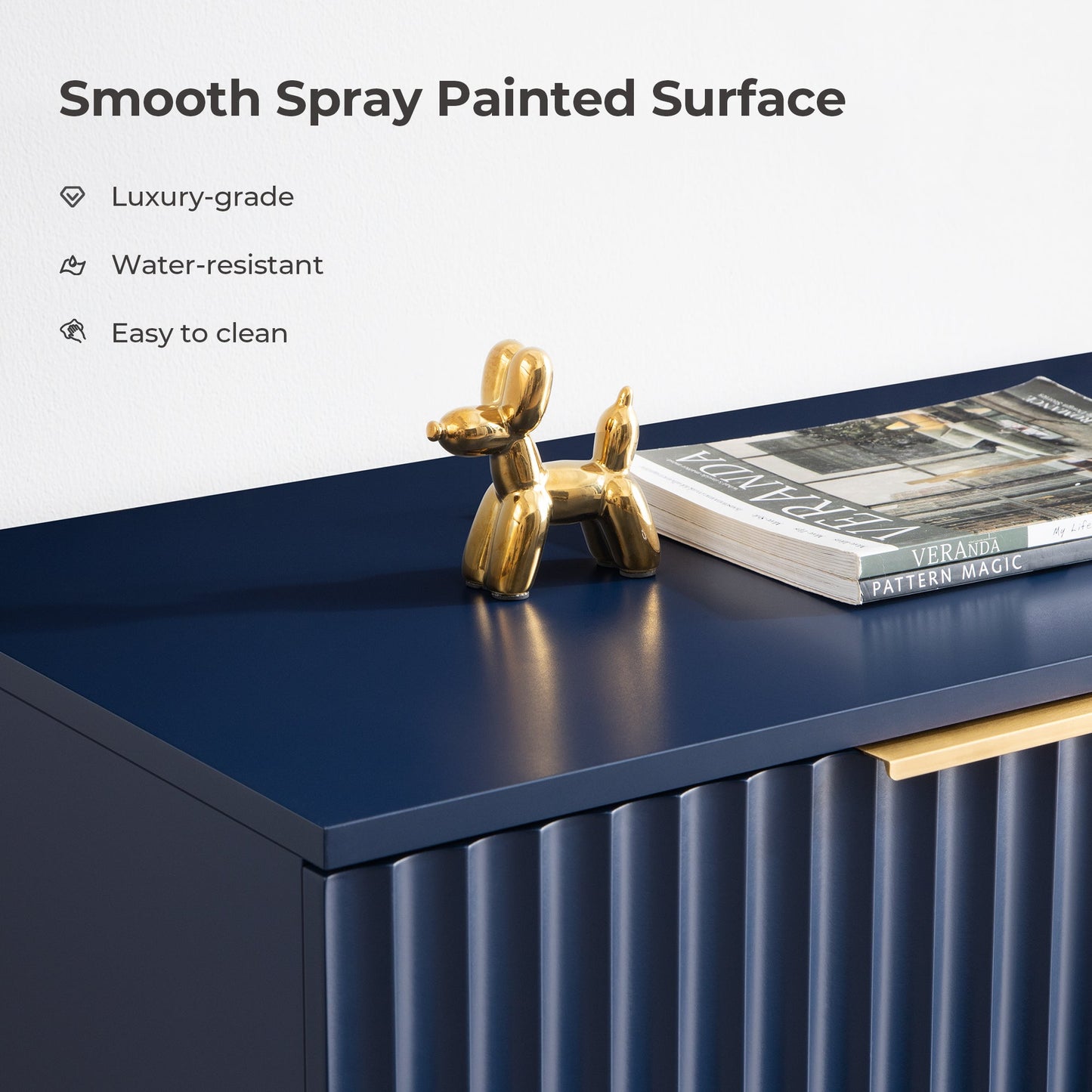 Opus Blue Credenza with Gold Handle