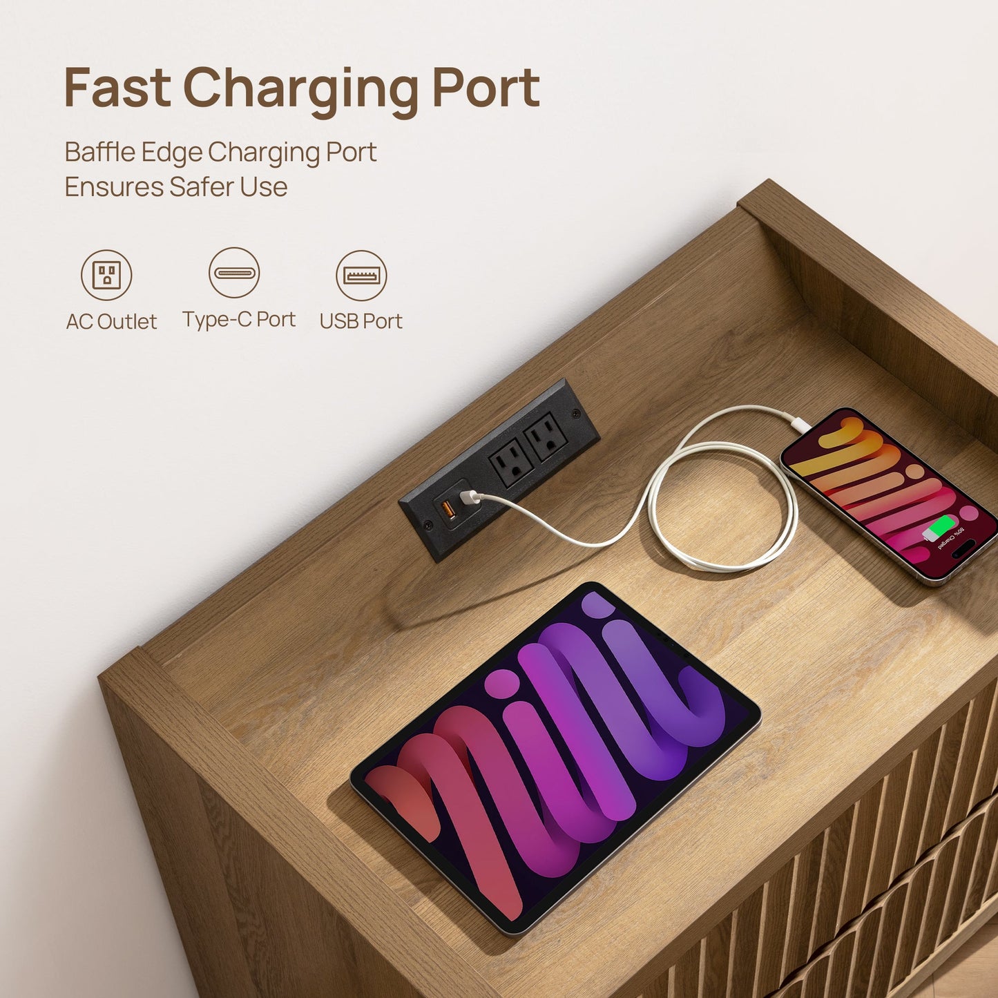 Prelude Nightstand with Charger Station