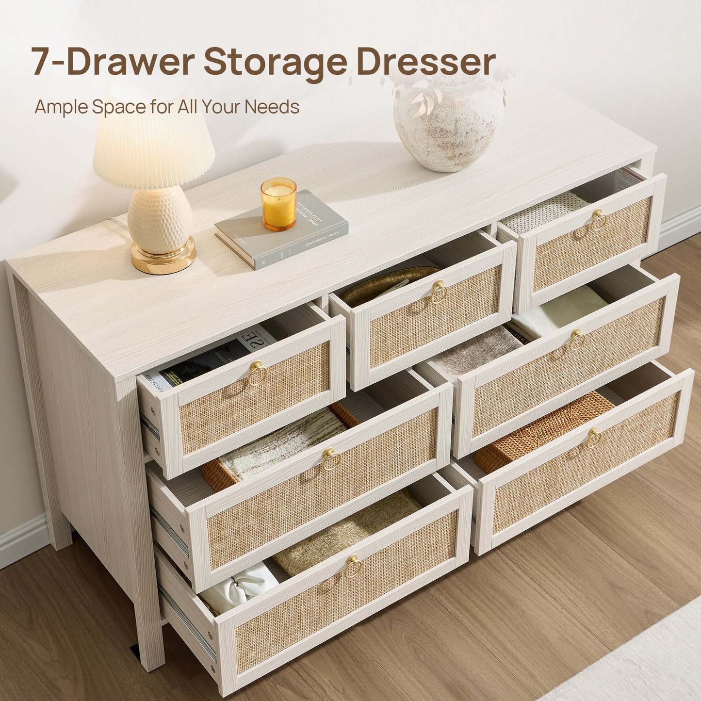 Terra White 7 Drawers Dresser