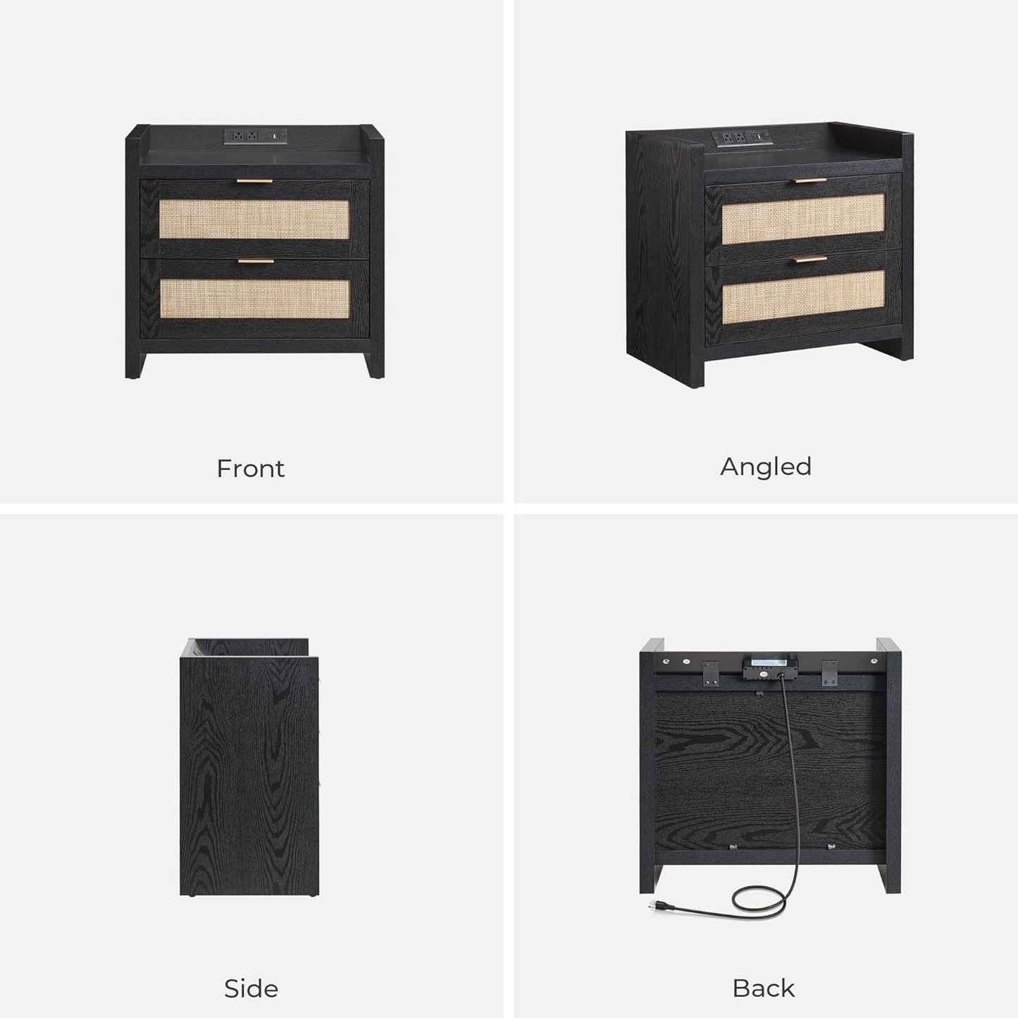 Savanna Black Nightstand with Drawer