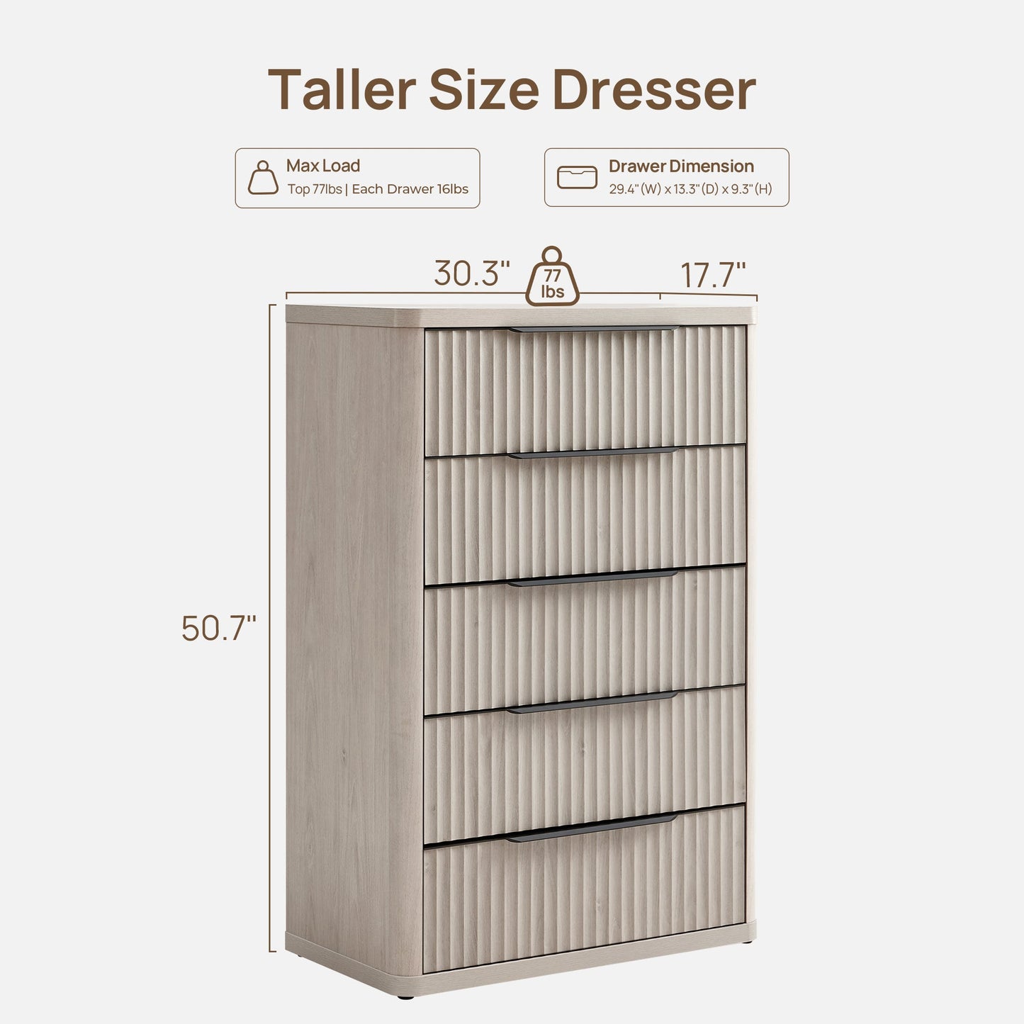 Cas Tall 5 Drawers Dresser