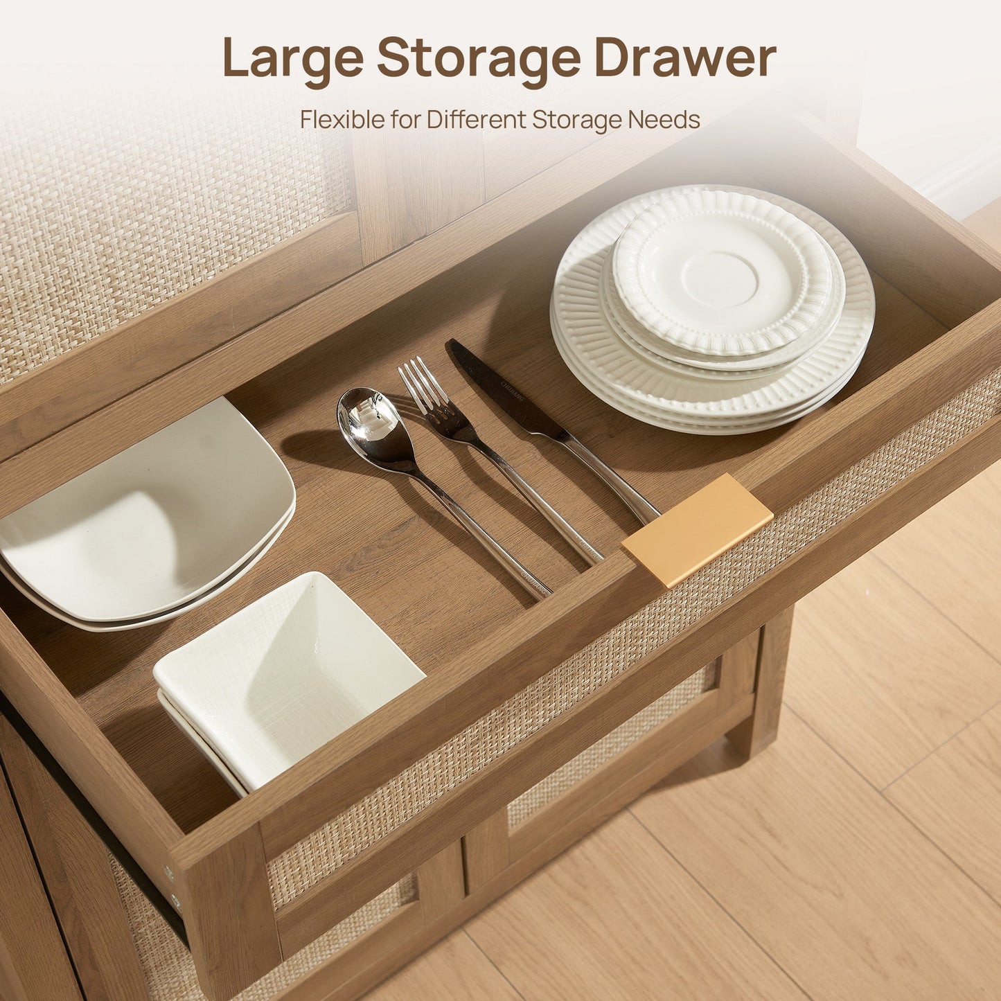 Savanna Pantry Cabinet,Rattan Door