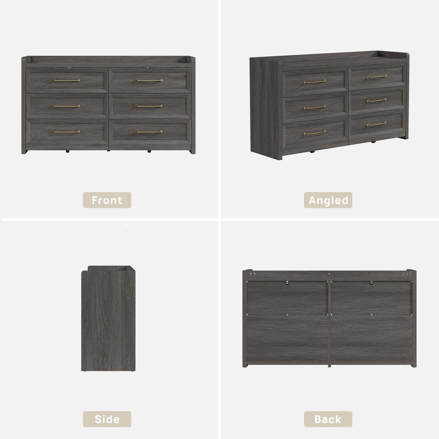 Helio White 6 Drawers Dresser