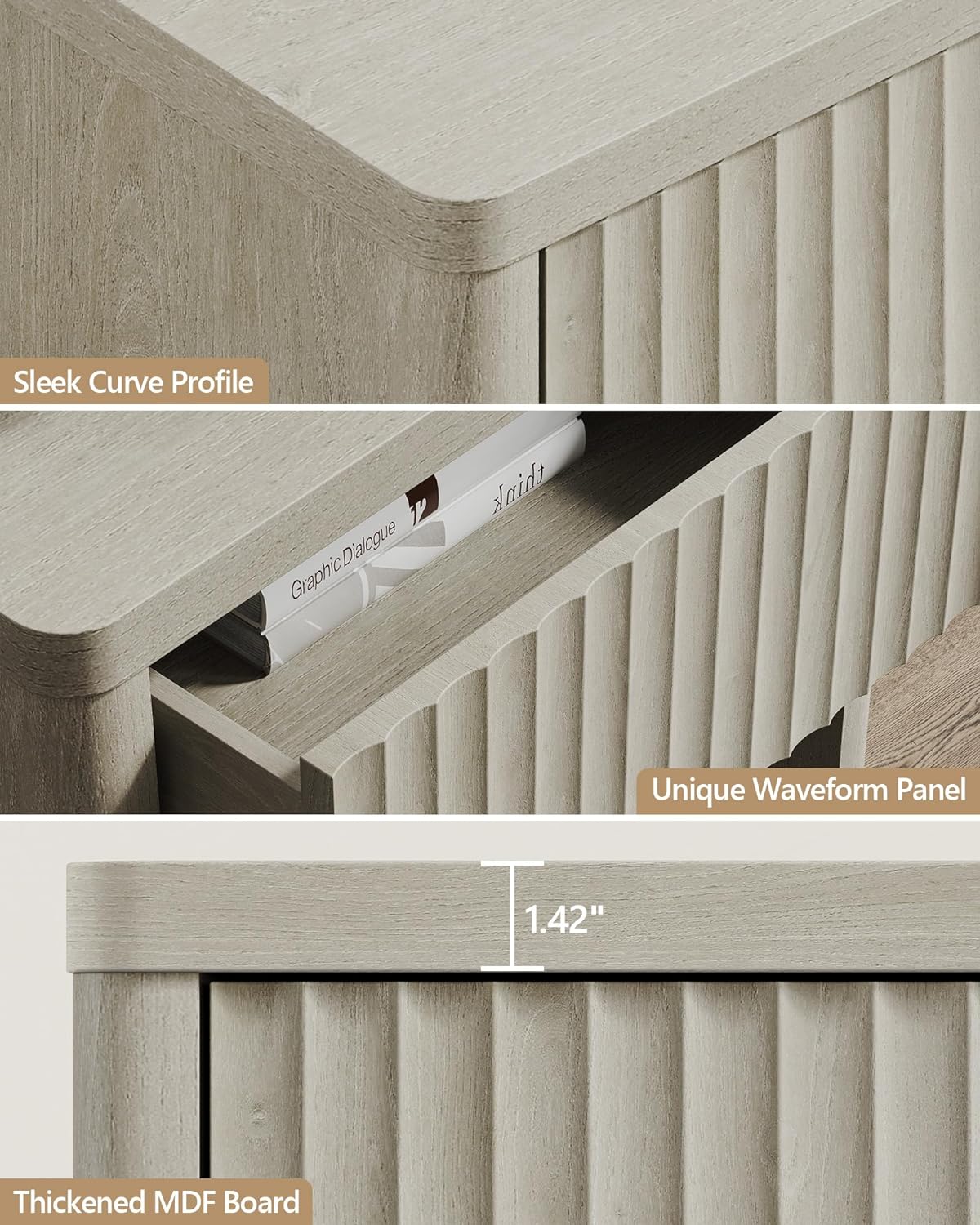 Stria 6-Drawer Dresser and Cas Nightstand Set