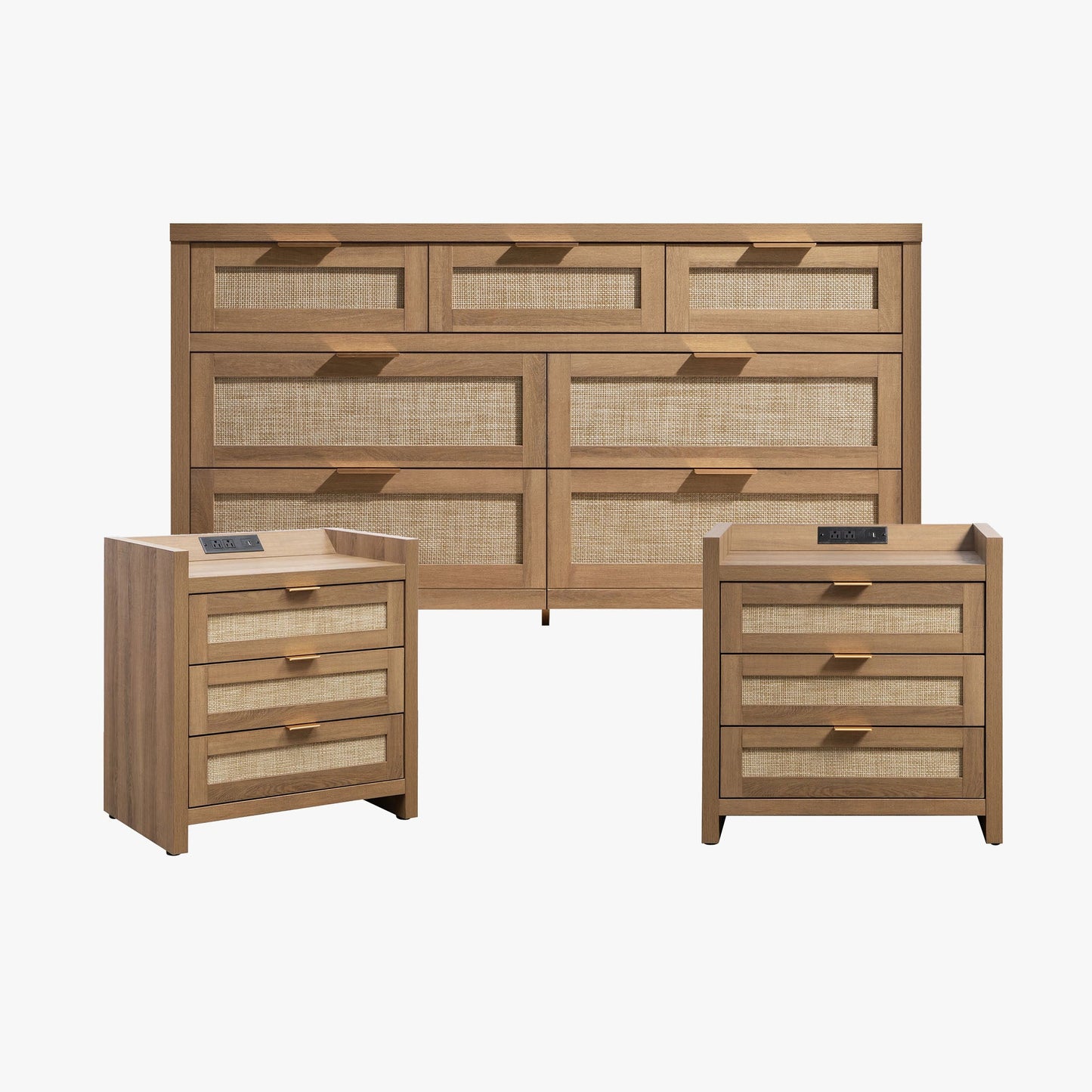 Savanna Rattan Dresser and Nightstands Set