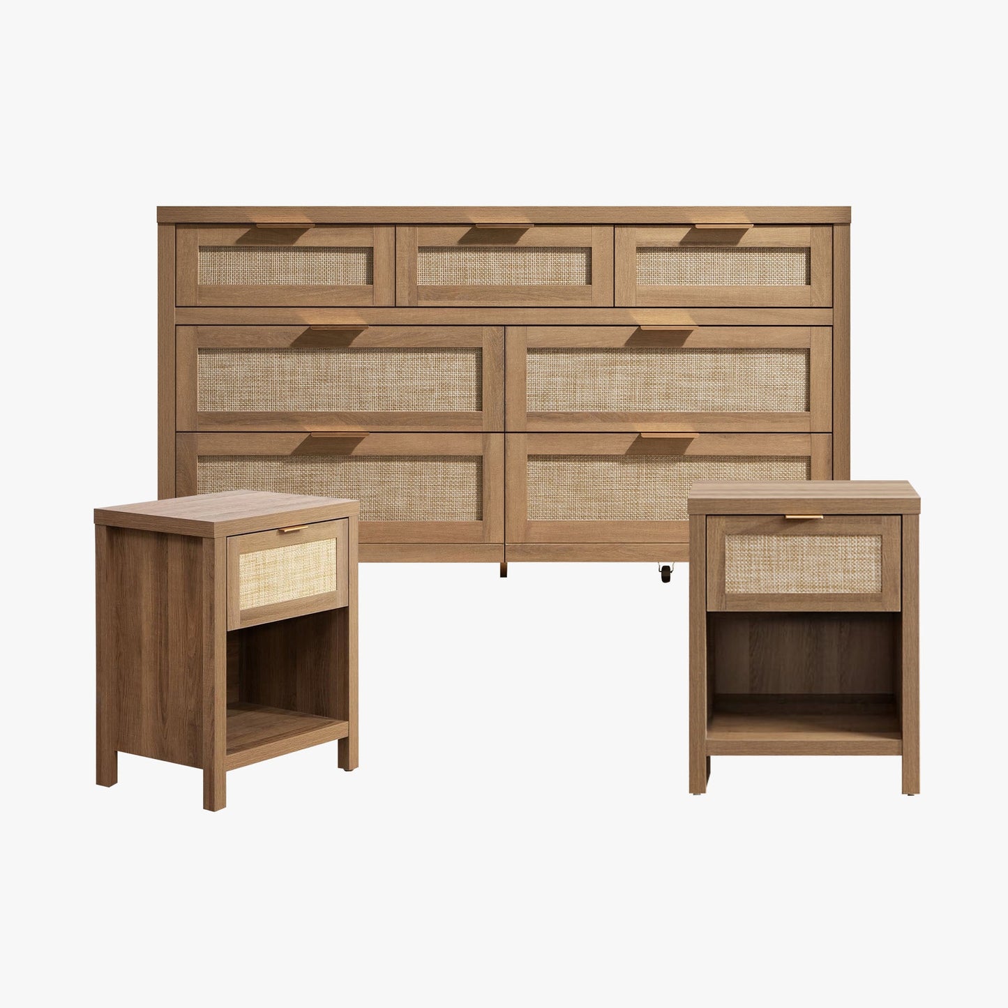Savanna Nightstands and 7 Drawers Dresser Set