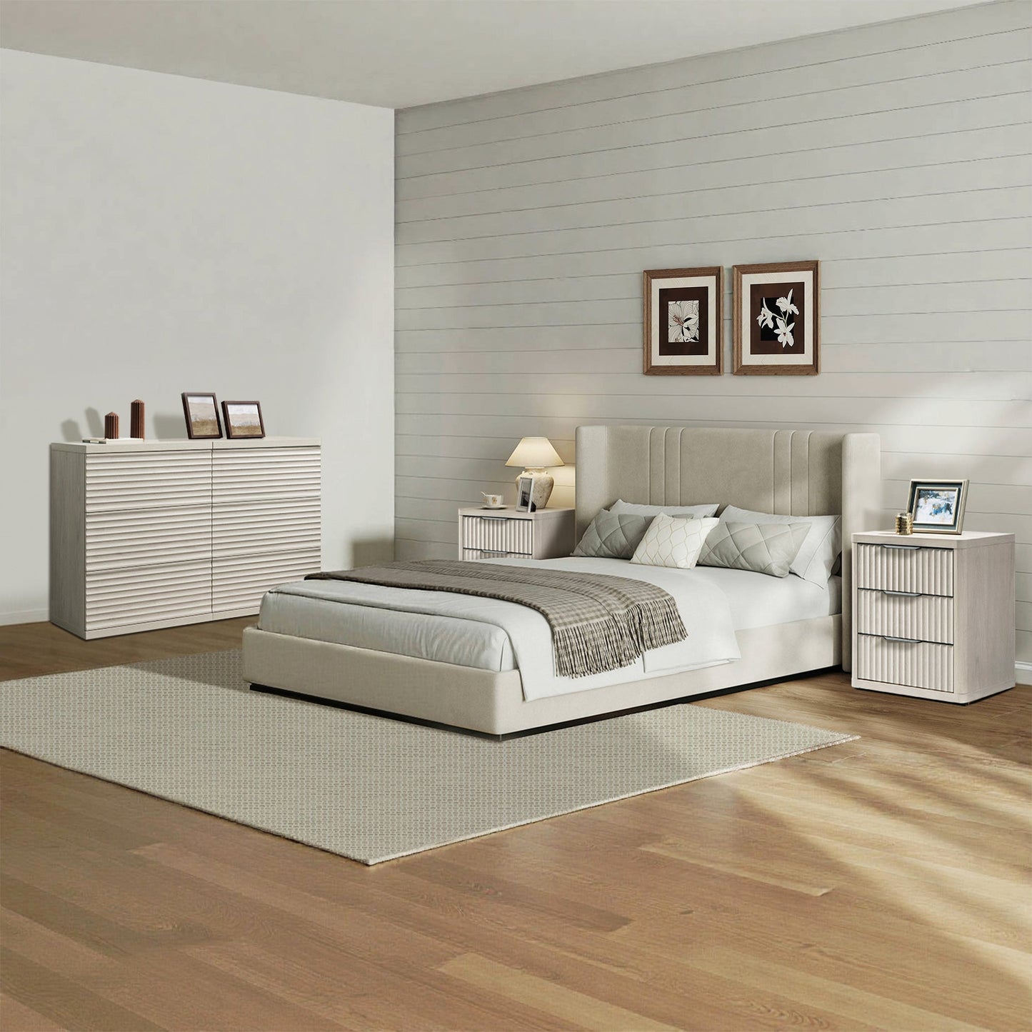 Stria 6-Drawer Dresser and Cas 3-Drawer Nightstand Set