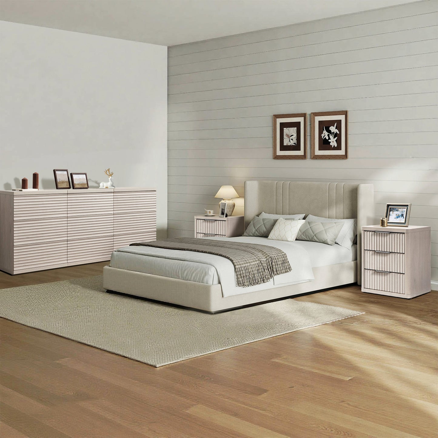 Stria 9-Drawer Dresser and Cas 3-Drawer Nightstand Set