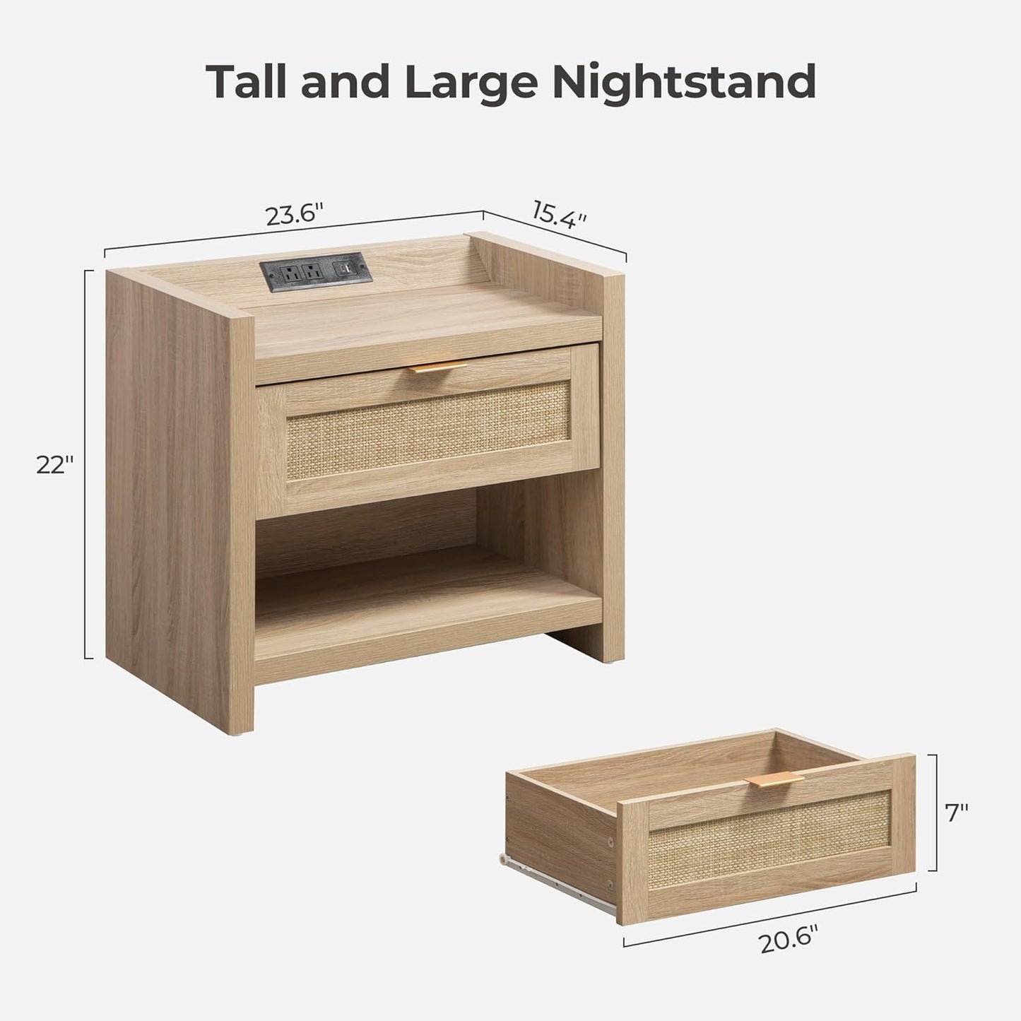 Savanna Nightstand with Charger and Dresser Set