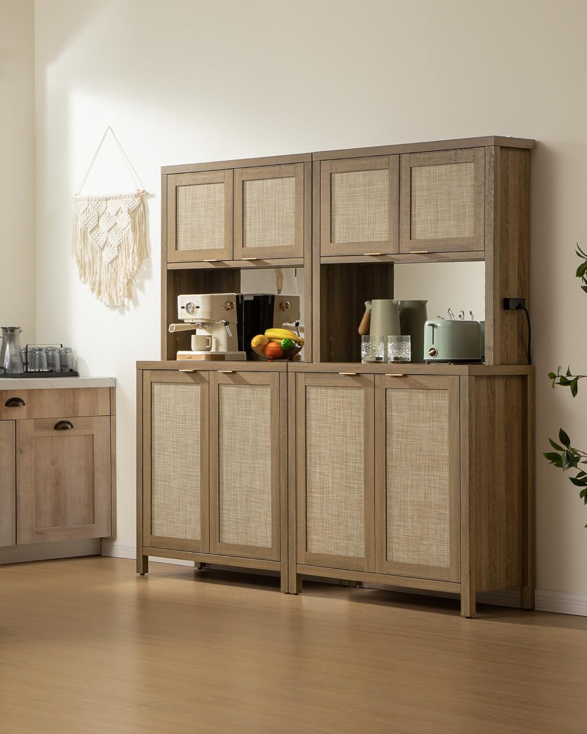 Savanna Pantry Cabinet,Rattan Door