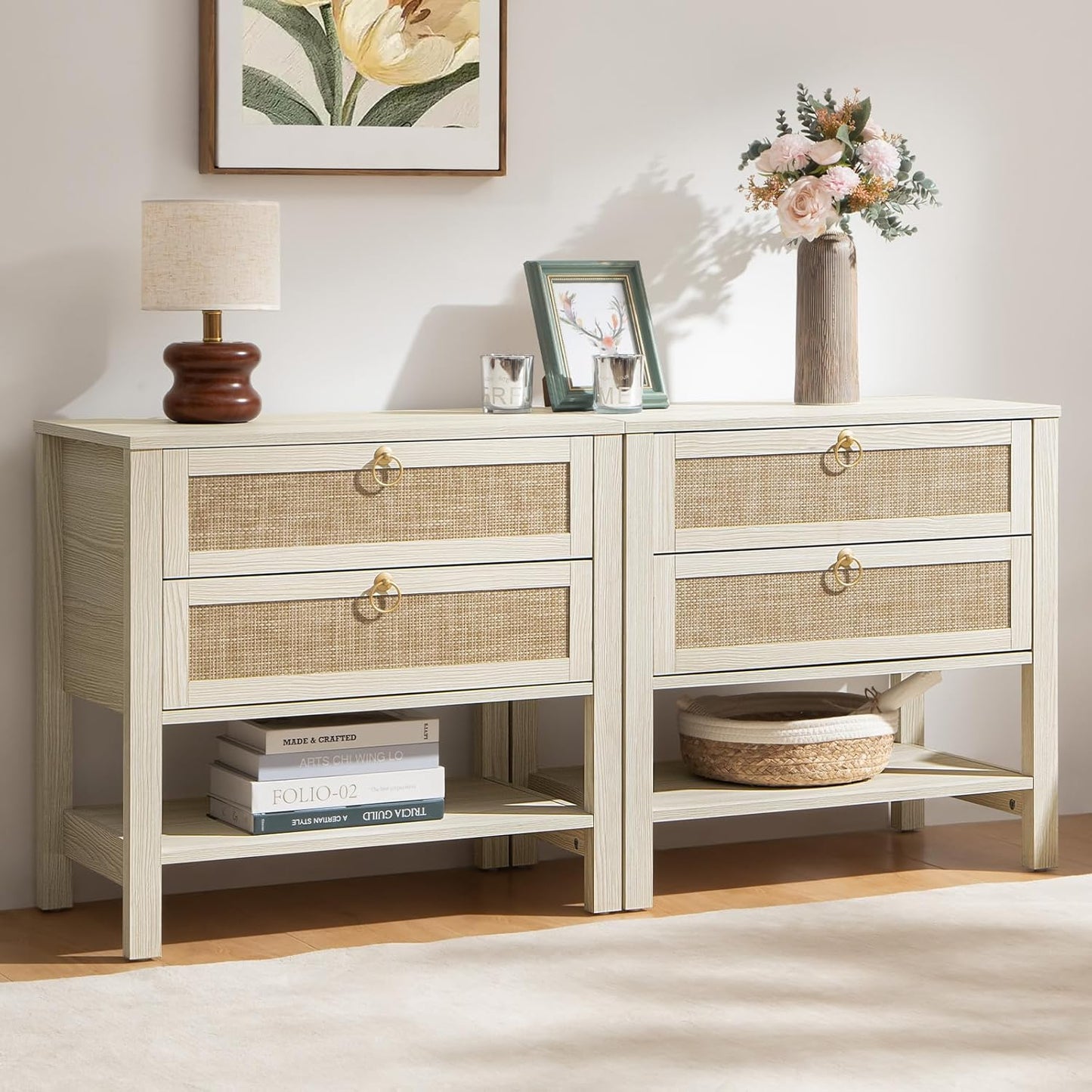 Terra White Nightstand, 25.6Inch Height