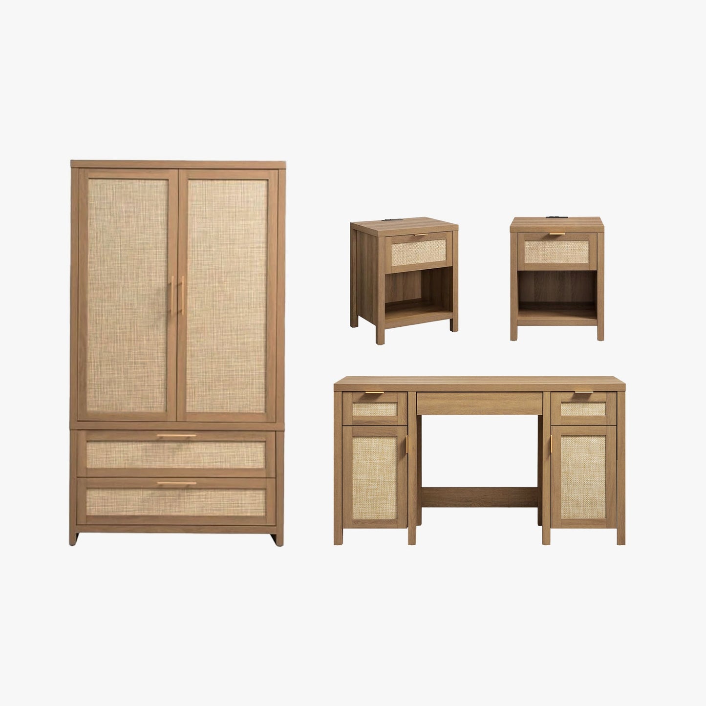 Savanna Wardrobe, Vanity Table, Nightstand with Charger Sets