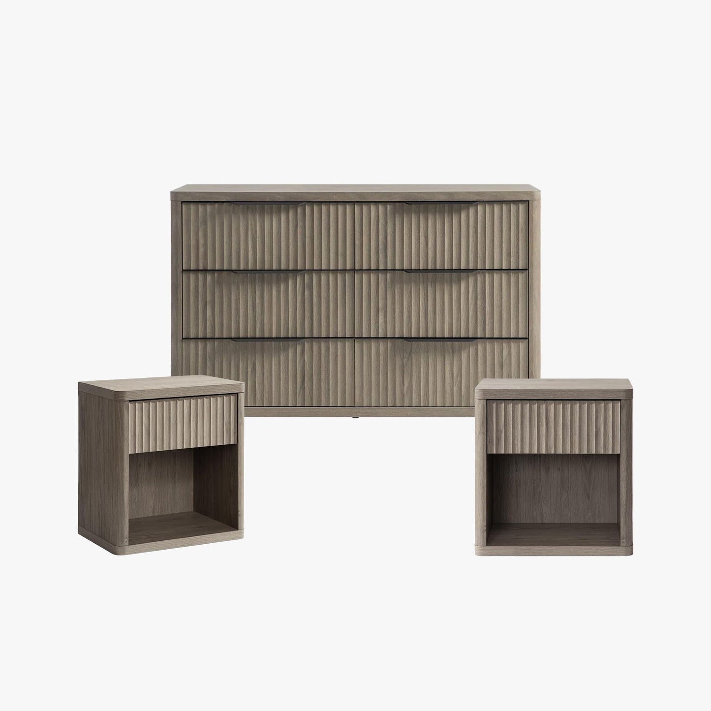 Cas 6 Drawers Dresser and 1 Drawer Nightstands Set for Bedroom