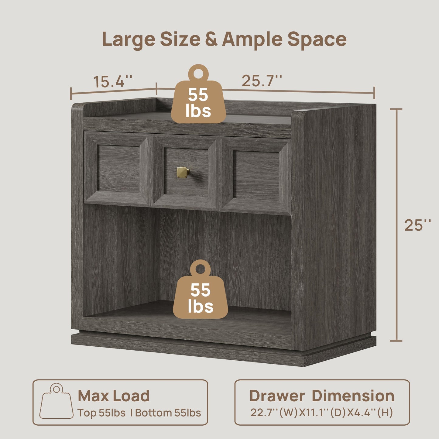 Helio Nightstands Set, 26 Inch Wide for Bedroom