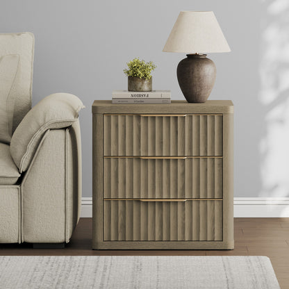 Cas Nightstands 3 Drawers, Golden Handle