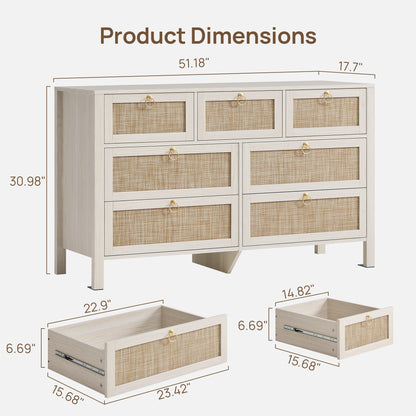 Terra White 7 Drawers Dresser