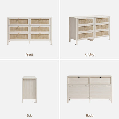 Terra White 6-Drawer Dresser