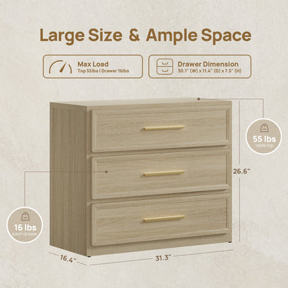 Crescent Nightstand, 3 Drawers