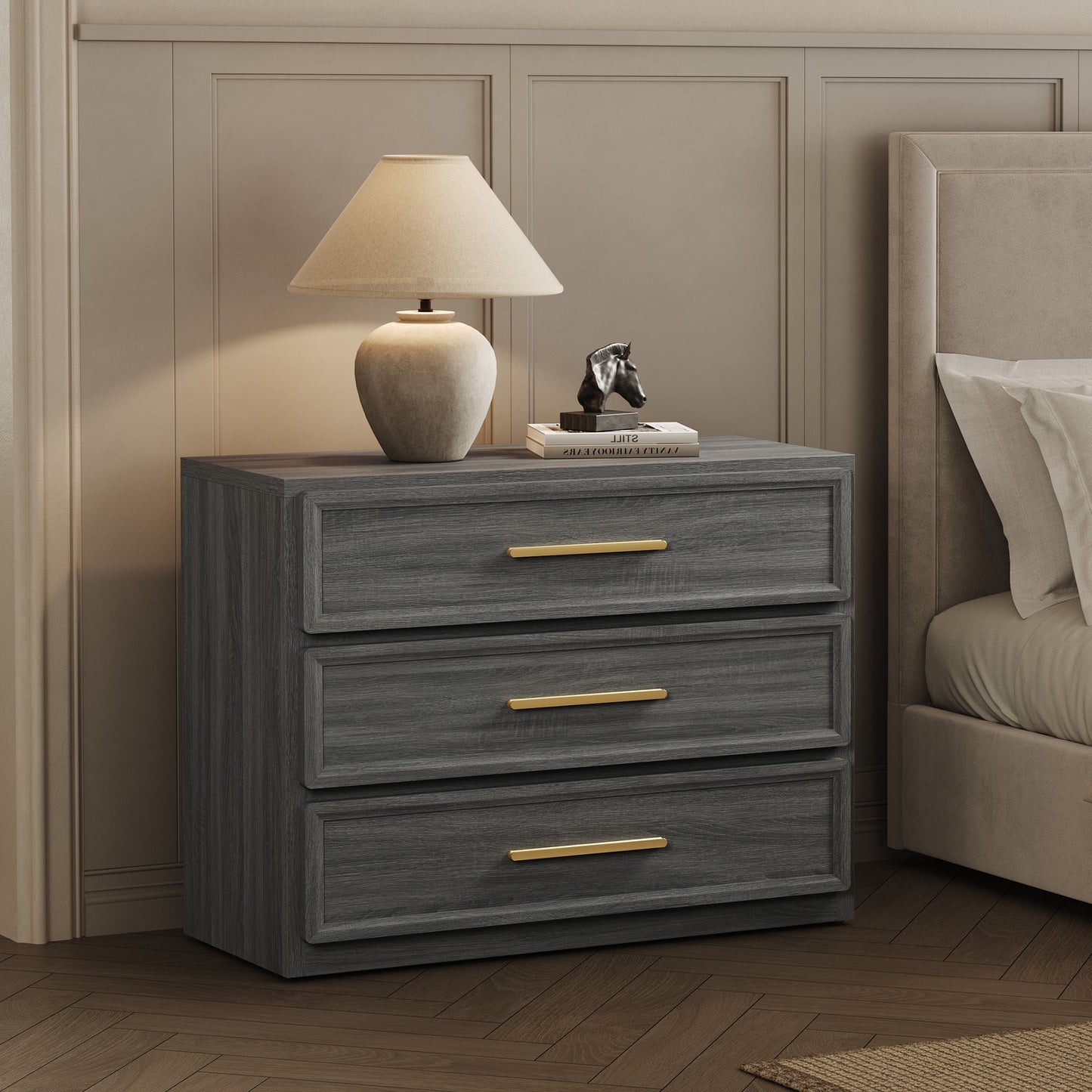 Crescent Nightstand, 3 Drawers