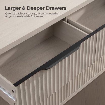 Cas 6 Drawers Dresser and 3 Drawers Nightstands Set for Bedroom
