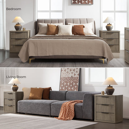 Cas 3 Drawers Nightstand with Black Handle