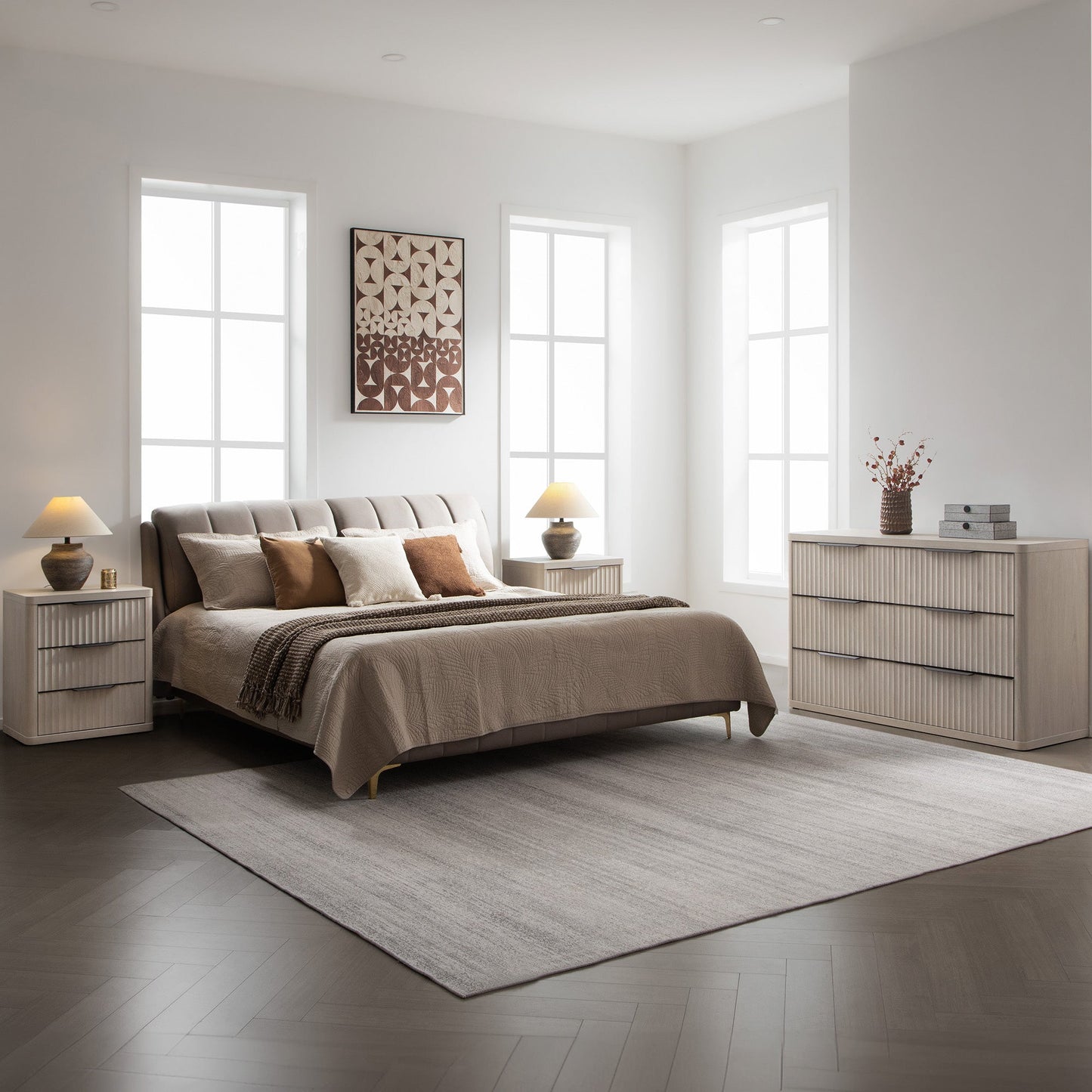 Cas 6 Drawers Dresser and 3 Drawers Nightstands Set