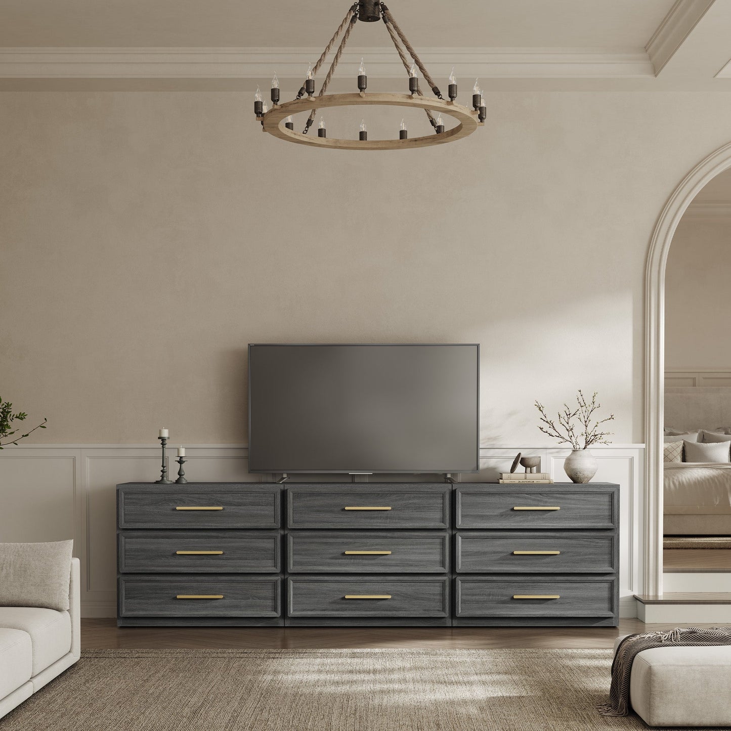 Crescent Nightstand, 3 Drawers
