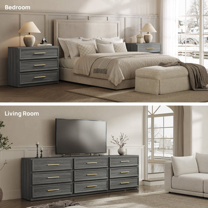 Crescent Nightstand, 3 Drawers
