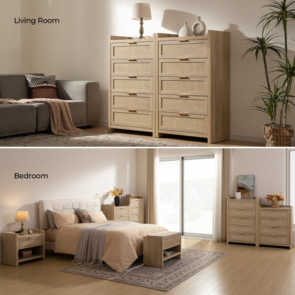 Savanna Rattan Dresser, 5 Drawers