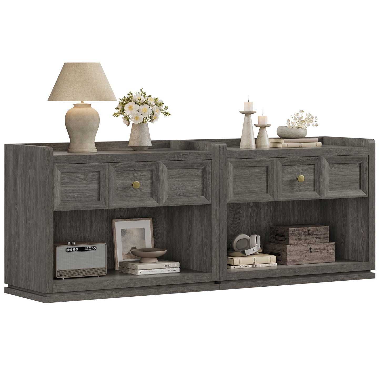 Helio 6-Drawer Dresser and Nightstands Set For Bedroom