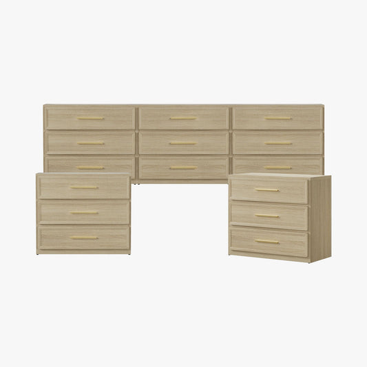 Crescent 9 Drawers Dresser and Nightstands Set